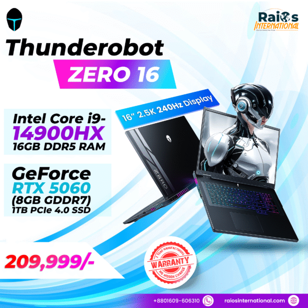 Thunderobot ZERO 16 (2025) – i9-14900HX • RTX 5060 • 2.5K 240Hz • 16GB RAM • 1TB SSD Gaming Laptop